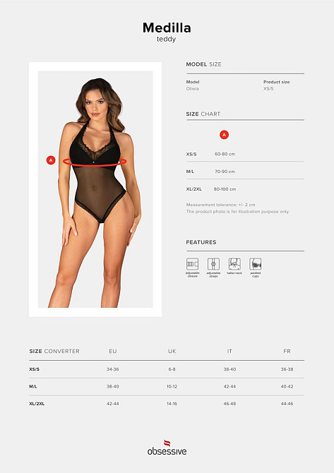 Боди Obsessive Medilla teddy XL/2XL Sex Aura Київ - фото 5