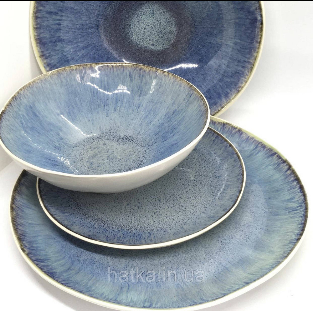 Салатник великий Olens "Всесвітня" 27х7 см кераміка блакитна Київ - фото 5