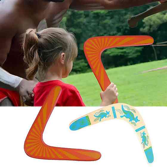 Дерев'яний бумеранг RESTEQ 32,5×29 см - спортивний бумеранг із липи, що повертається, помаранчевий Київ