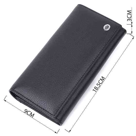 Лаконічний жіночий гаманець горизонтального формату з натуральної шкіри ST Leather 22513 Чорний Київ