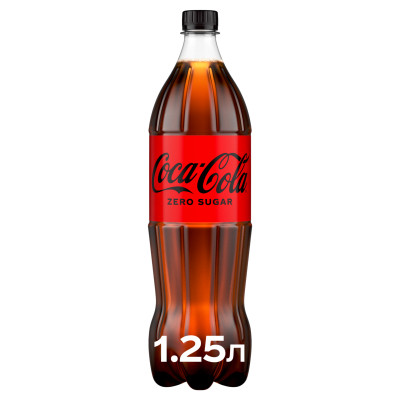 Напиток Coca-Cola Zero Безалкогольный сильногазированный Без сахара 1.25 л (5449000133724) Винница - изображение 1