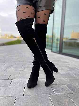 Nivelle Ботфорти жіночі NIVELLE чорні натуральна замша зима євро-хутро висота 50см обхват гоміл Коломыя