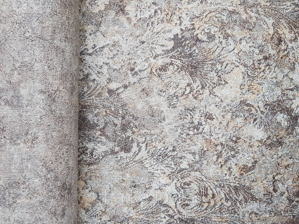 Шпалери вінілові на флізеліні гарячого тиснення DU&KA 1.06х10 вензель основа під штукатурку сірі коричневі Київ - фото 2