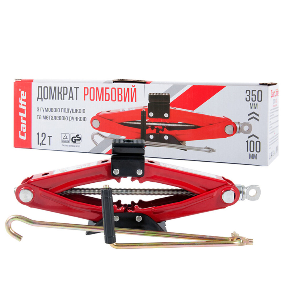 Домкрат ромбовий CarLife 1,2т 100-350мм з гумовою подушкою SJ228 Киев - изображение 1