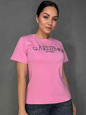 Футболка жіноча A-N 30153 з вишивкою базова однотонна one size, рожевий, one size Київ