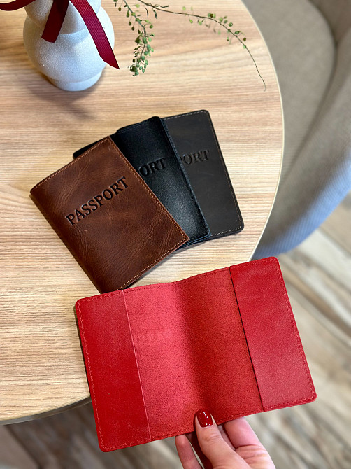 Шкіряна обкладинка для паспорта з написом 1940 Київ - фото 7