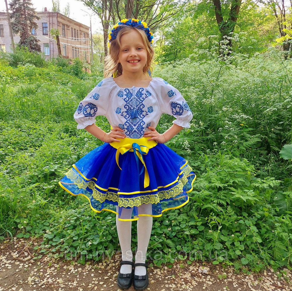Костюм вишиванка синьо-жовтий для дівчинки "Слава нації" Кривий Ріг - фото 1