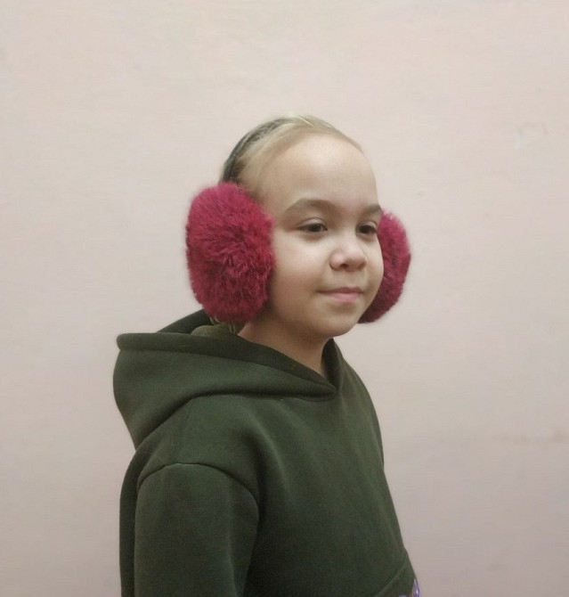 Наушники меховые детские из кролика Малиновый Харьков - изображение 3