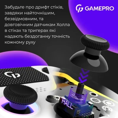 Геймпад GamePro GPS13W BT 5.3/USB/PC/iOS/Android/PS3/PS4 RGB White (GPS13W) Вінниця - фото 10