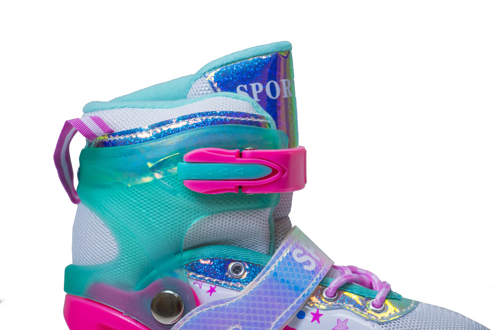 Дитячі розсувні ролики Русалочка Scale Sports бірюзові, розмір 34-38. Усі колеса світяться Одеса - фото 6