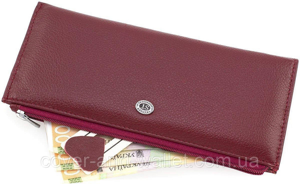 Бордовий тонкий жіночий гаманець на блискавці ST025 date red Київ - фото 7