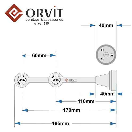 Тримач Orvit ЛИТИЙ дворядний до стіни 16\16 мм БЛАКИТЬ ЗОЛОТА Львов