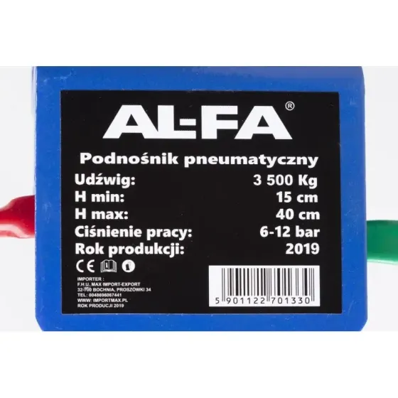 Домкрат пневматичний AL-FA, 3.5 т вантажопідйомність, 150–400 мм висота, Італія Івано-Франківськ