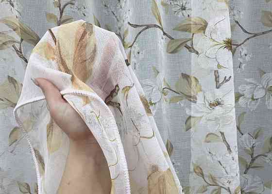 Тюль VR-Textil 1908т Flora Батист Білий з бежевим 400х270 см (42-0994) Київ