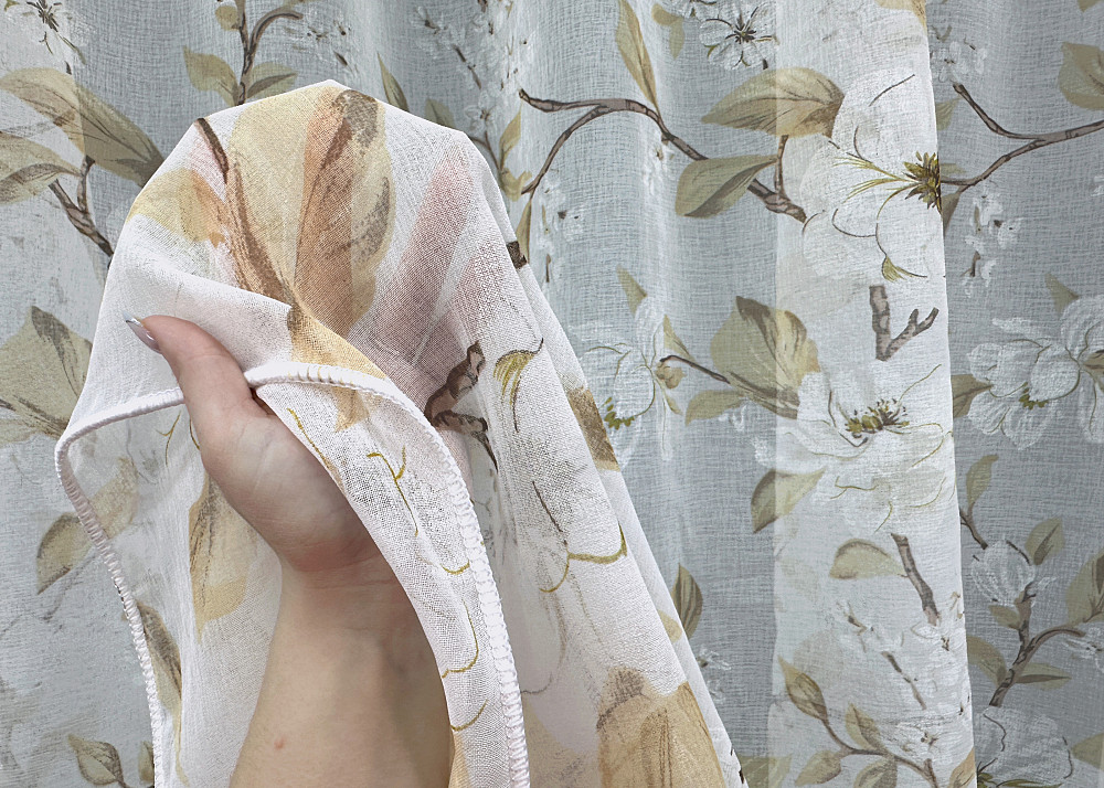 Тюль VR-Textil 1908т Flora Батист Білий з бежевим 400х270 см (42-0994) Київ - фото 4