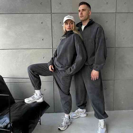 Стильний чоловічий теплий костюм двосторонній щільний фліс Графіт, M Одеса