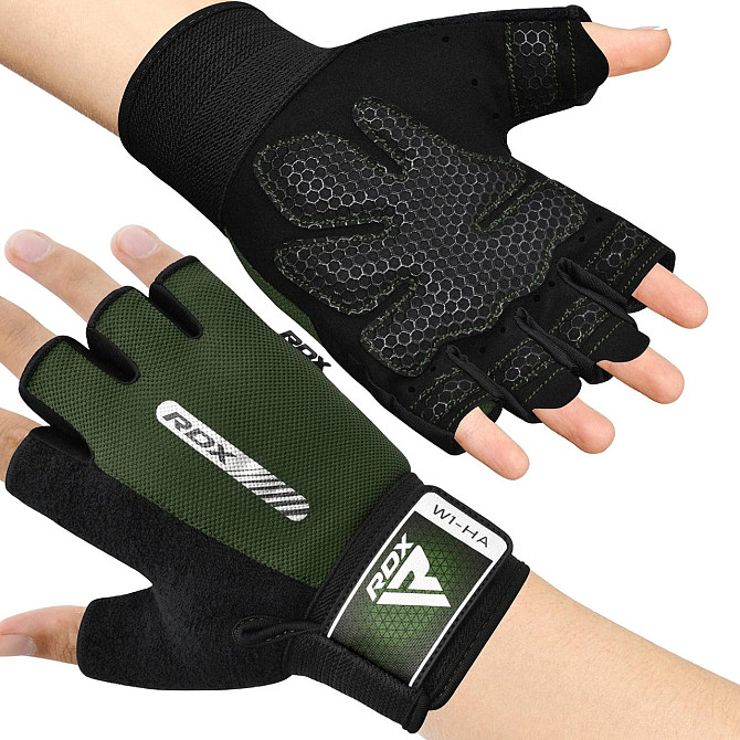 Рукавички для фітнесу RDX W1 Half Army Green M Каменское - изображение 6