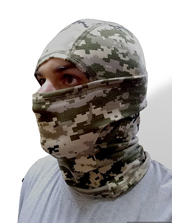 Балаклава мужская тактическая подшлемник пиксель трикотаж летняя Tactical Balaclava Киев - изображение 7