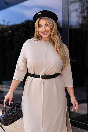 Трикотажное платье свободного кроя Berry батал 54-56, Бежевый Киев