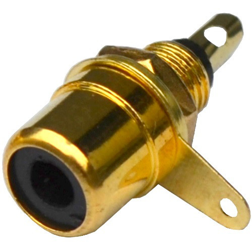 Гніздо RCA , монтажний, метал gold, чорне Полтава - фото 1