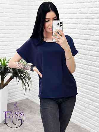 Літня блузка футболка вільного крою "Moment" оптом | Норма і батал 50-52, Темно-синій Київ