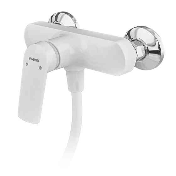 Змішувач для душової кабіни Plamix Lucas-003 SET White з шлангом, лійкою та кронштейном   ( PM0711 ) 38993 Харків