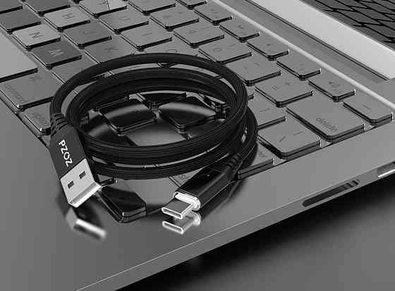 Магнітний кабель USB Type-C PZOZ для заряджання і передачі даних (Чорний, 1м) Николаев