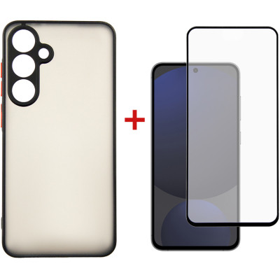Чехол для мобильного телефона Dengos Samsung Galaxy S24 FE Matte + glass (Black) (DG-KM-117) Винница - изображение 1