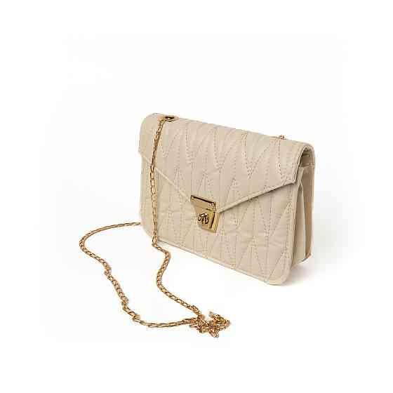 Сумка женская через плечо, сумочка калач со стеганым узором и ручкой-цепочкой, Молочный Каменец-Подольский