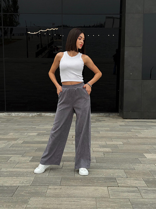 Жіночі вельветові штани палаццо "Garda" | Батал Сірий, 54-56 Київ - фото 2