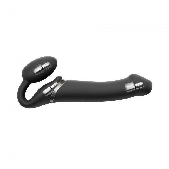 Безремінний страпон з вібрацією Strap-On-Me Vibrating Black M, діаметр 3,8см, пульт ДК, регульований Sex Aura Київ - фото 3