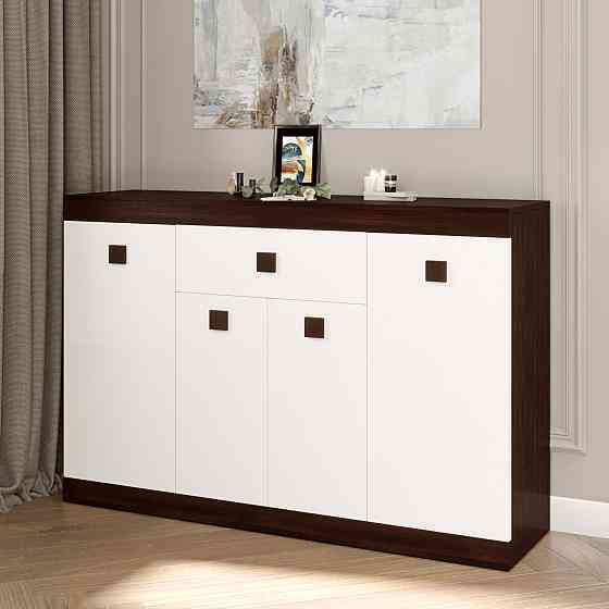 Большой комод Эверест с дверями и ящиком Соната-7 140х38х94 венге темный + белый (DTM-2018) Днепр