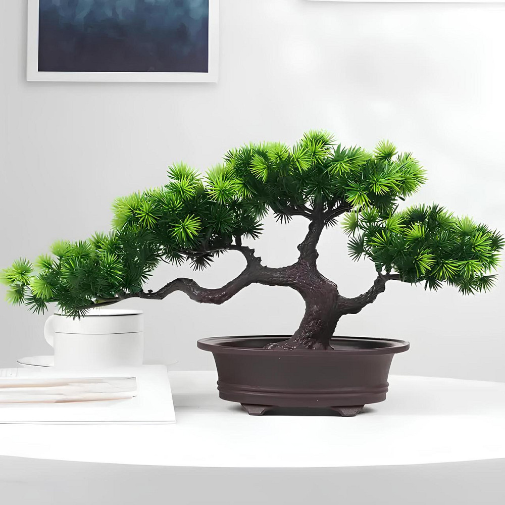 Искусственная композиция Бонсай RESTEQ — декоративное дерево в горшке для интерьера, 20х40 см Киев - изображение 1