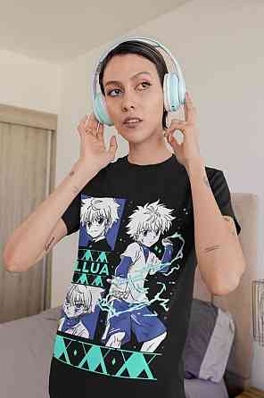 Футболка для хлопчика з аніме принтом Кіллуа Гон Хісока Хунтер оверсайз (зріст від 165 до 180) Чорний AnimeJ1132m Дніпро