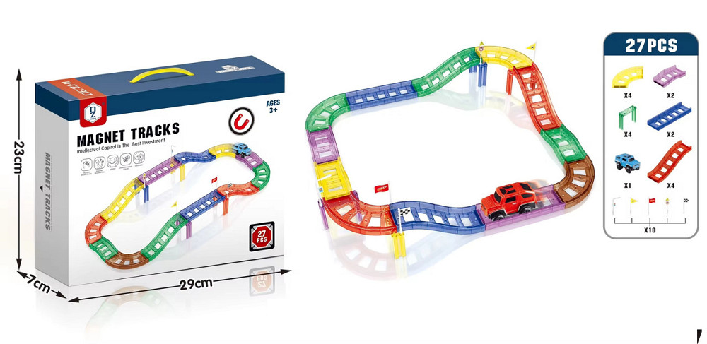 Трек магнітний різнокольоровий для хлопчика CJ-2261078 на 27 деталей Кам'янець-Подільський - фото 2