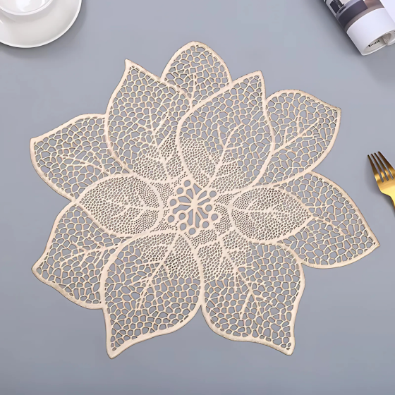 Сервірувальна серветка під гаряче ажурна, килимок сервірувальний килимок золотистий набір 2 шт Кам'янець-Подільський
