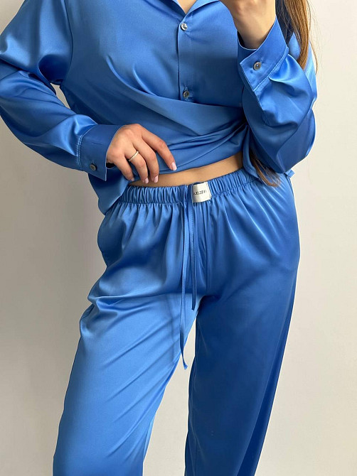 Жіночий шовковий костюм із штанами Синій XL/2XL Харків - фото 4