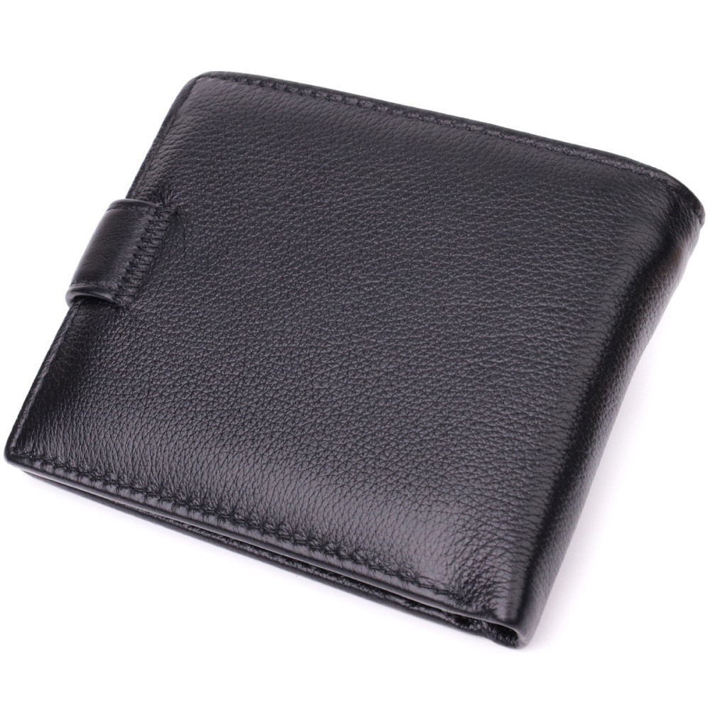 Чоловіче горизонтальне шкіряне портмоне, чорне (ST Leather) Київ - фото 20