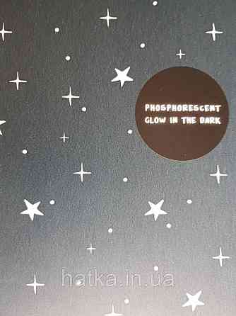 Обои флизелиновые детские  Caselio Our Planet звезды точки белые на темно синем фоне светятся в темноте Киев