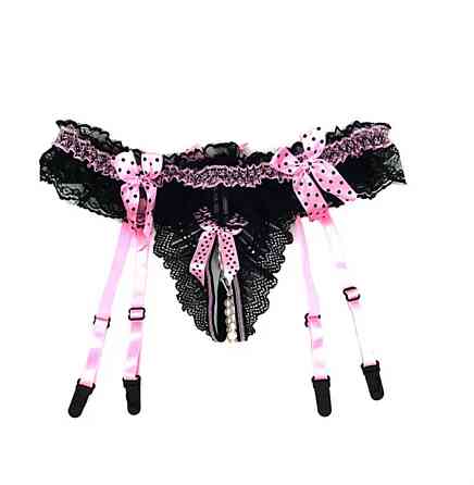 Труси з підтяжками універсальний чорно-рожевий Київ