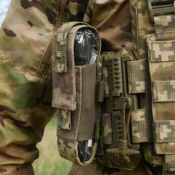 Подсумок под турникет открытого типа с креплениями для тактических ножниц и маркера пиксель Киев