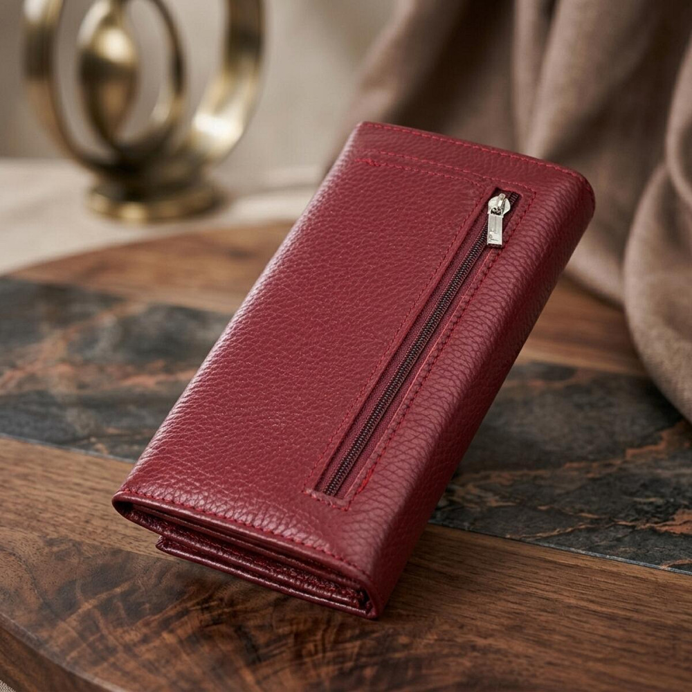 Практичний вертикальний гаманець із натуральної шкіри ST Leather 23085 Бордовий Київ - фото 14