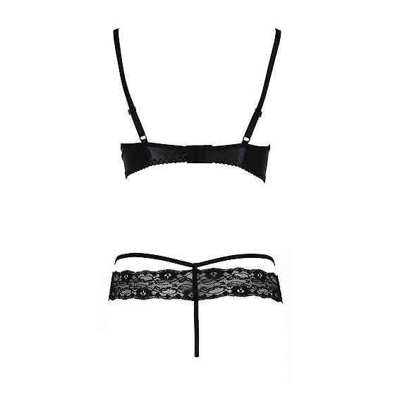 Комплект белья Passion Exclusive NORTH SET XXL/XXXL, black, лиф и трусики с элементами под латекс Sex Aura Киев