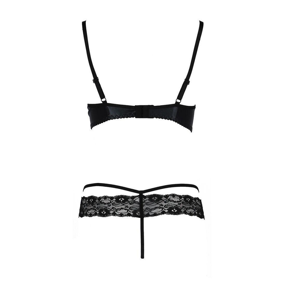 Комплект белья Passion Exclusive NORTH SET XXL/XXXL, black, лиф и трусики с элементами под латекс Sex Aura Киев - изображение 6