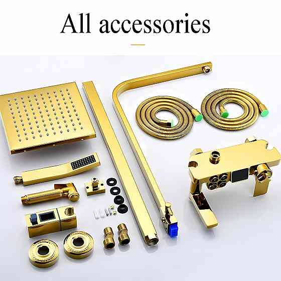 Душевая система хром золото,термостатический набор для душа-4 функции (909376022) Киев