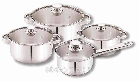 Набор кастрюль+ сотейник из нержавеющей стали  V 1.25 / 1.75 / 2.25 / 4.5 л (  шт ).Aba-Opt Одесса