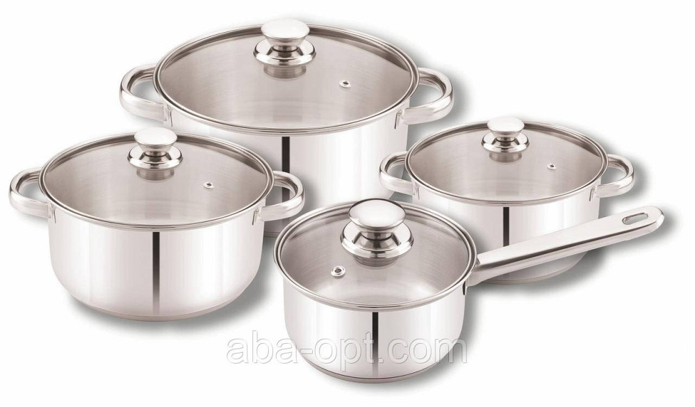 Набор кастрюль+ сотейник из нержавеющей стали  V 1.25 / 1.75 / 2.25 / 4.5 л (  шт ).Aba-Opt Одесса - изображение 1