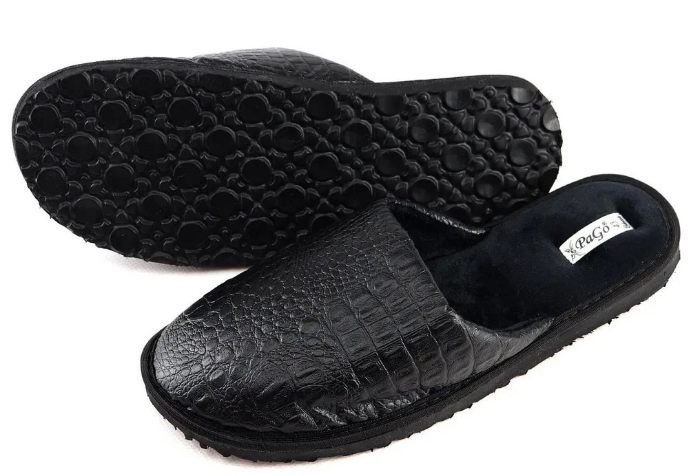 Чоловічі капці чорні закриті домашні, принт — пітон 45 Одеса - фото 2