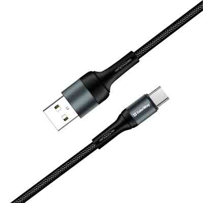Дата кабель USB 2.0 AM to USB-C 1.0m nylon black ColorWay (CW-CBUC045-BK) Винница