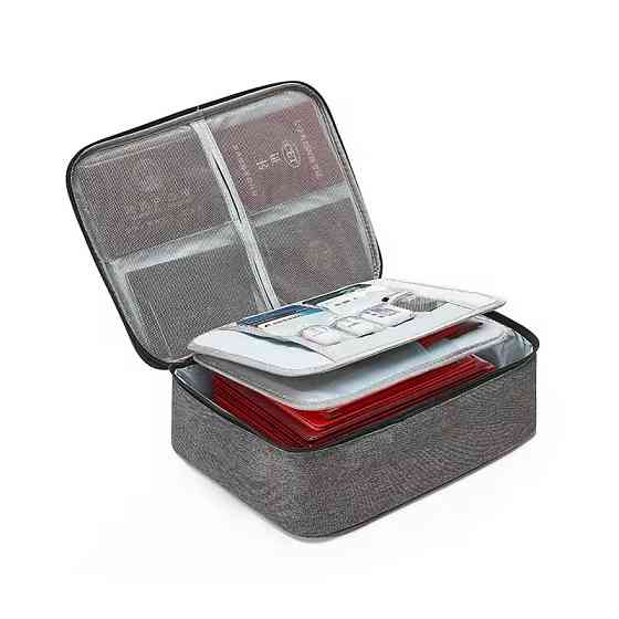 Сумка-органайзер для документов с замком водонепроницаемая на 3 отделения,серая Каменец-Подольский